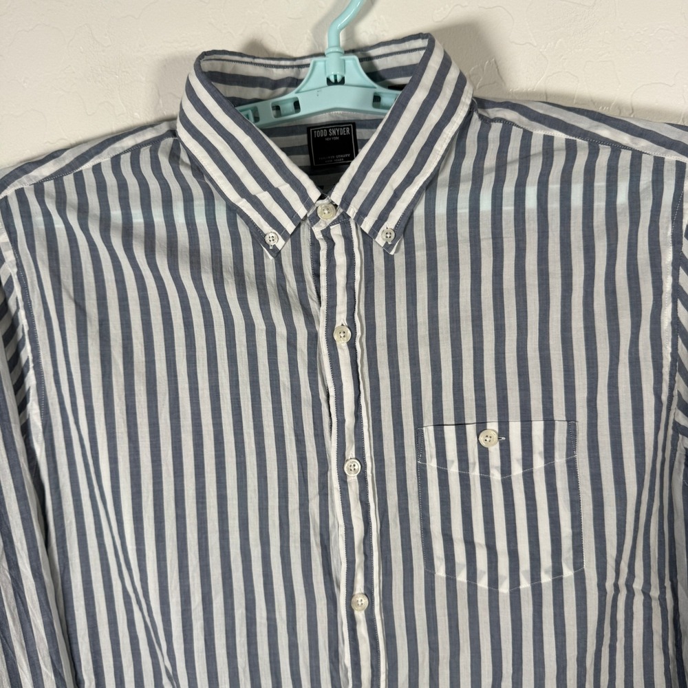 Todd Snyder Shirt Mens 2XL Blue White Button Down Long Sleeve Striped Casual